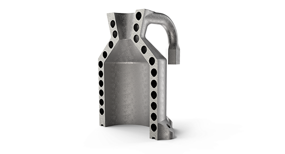 3d DMLS render part of rocket engine part manufactured by protolabs for the University of Houston