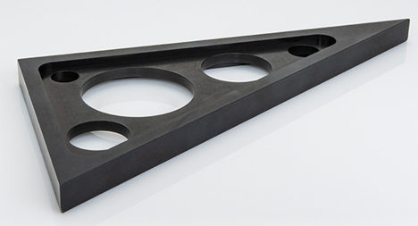 black anodize sheet metal part produced by protolabs