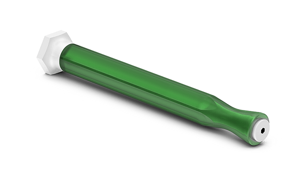 green overmolded part