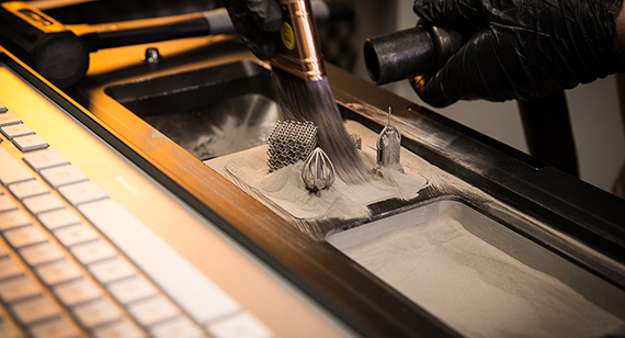 金属3D打印构建后去除粉末