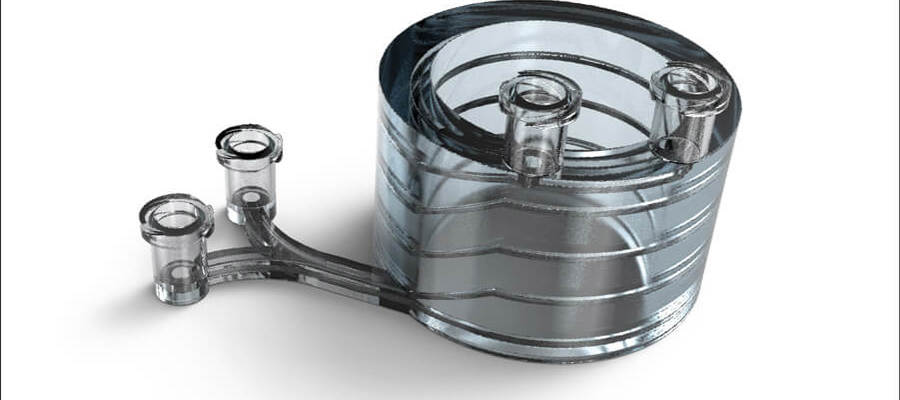 Pezzo realizzato con fabbricazione microfluidica