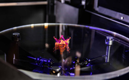 orange prototype part created in protolabs' metrology lab