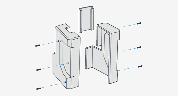 CNC- Teil mit Schrauben