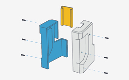 左图说明了铣削产生的角半径。考虑在尖锐的角落添加浮雕(右图)来改善贴合度