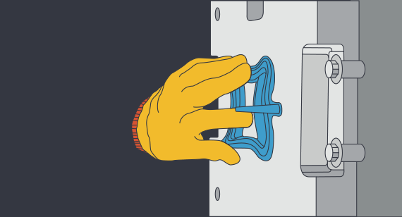 Ilustración animada de pivotes eyectores en piezas moldeadas LSR