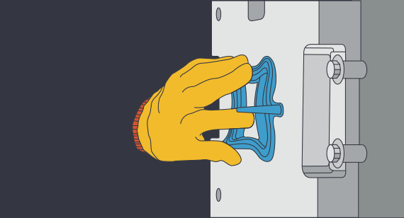 illustrazione animata dei perni di espulsione dei pezzi stampati in LSR
