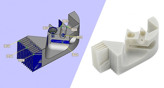 Minimum feature sizes for parts built with Multi Jet Fusion and selective laser sintering 3D printing methods.