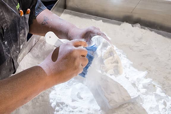 An SLS part removed from powder bed