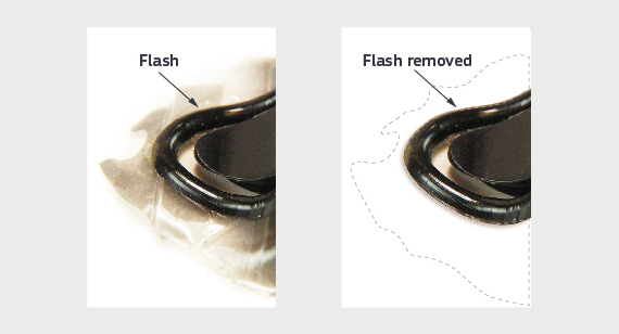 闪光在液态硅橡胶模塑部分