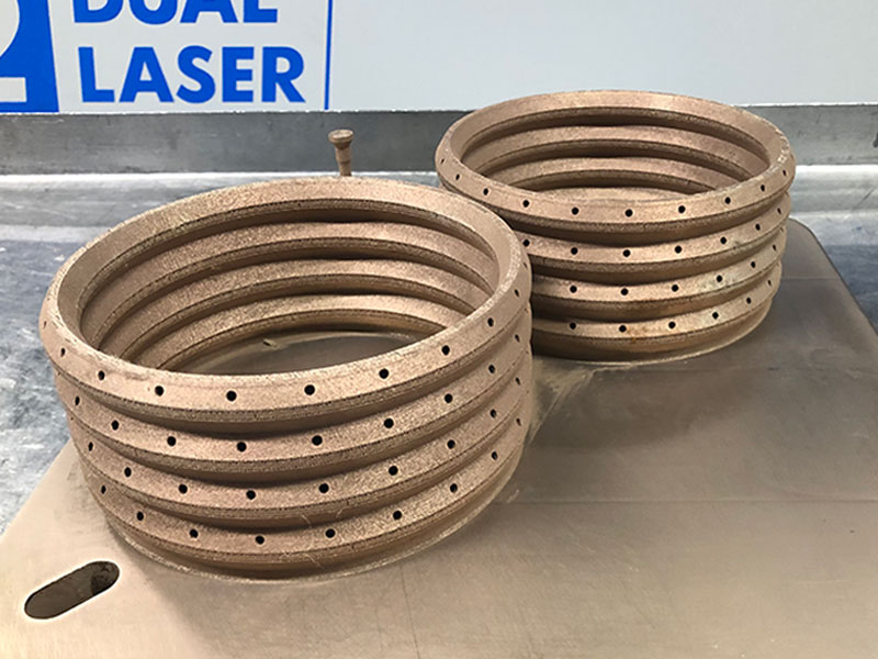 Parts on a platform after heat treatment