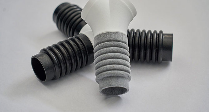 Pièce imprimée en 3D avec finition vapour smoothing